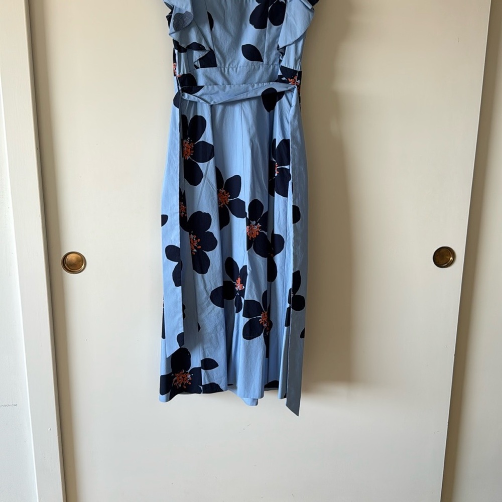 Kate Spade Black and Blue Flutter Sleeve Midi Dress - Picture 3 of 7